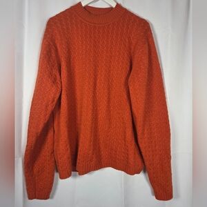Alex Cannon Sweater Wool Blend Textured Pullover Mock Neck Orange Men's Size L